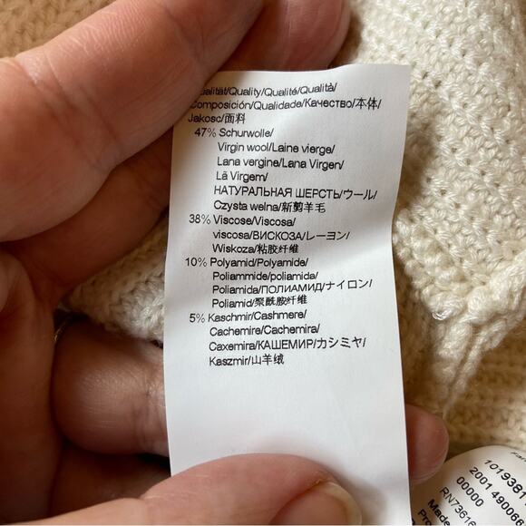 HUGO BOSS XS Farile Asymmetrical Rib-knit Sweater In White - Picture 7 of 9